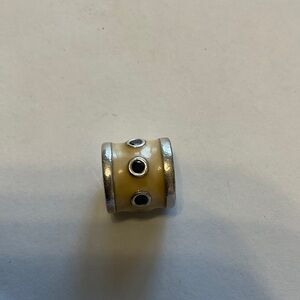 Pandora Cream Enamel Barrel Bead with Silver Accents